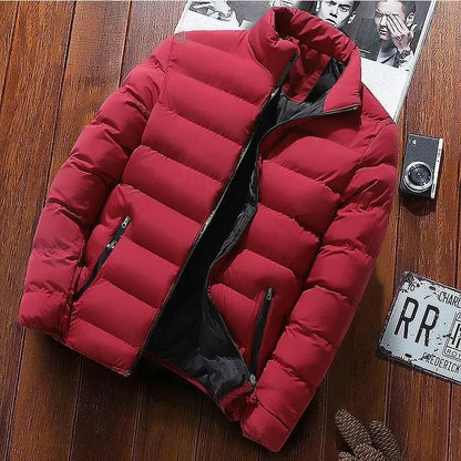Men's thick cotton sportswear stand collar open collar outdoor casual jacket warm clothing autumn and winter jacket.