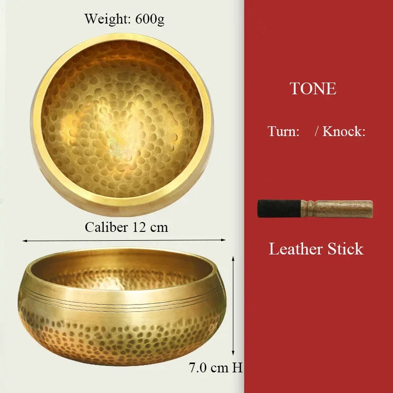 Authentic Handmade Tibet Singing Bowl Nepal Brass Meditation Sound Bowl for Yoga Chakra Healing Relaxation with Leather Striker
