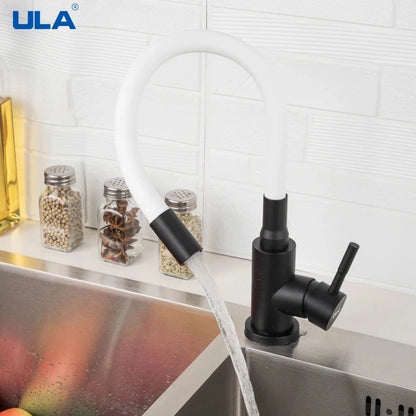 ULA Gold Kitchen Faucet Stainless Steel Flexible Spout Kitchen Sink Faucet Hot Cold Water Sink Mixer Tap 360 Degree Rotate Crane