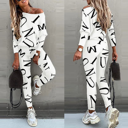 2 Piece Set Women Tracksuit Autumn Winter Warm Letter Top Suits Casual Yoga Set Sweatshirts And Jogging Pants Outfits Sweatpants.