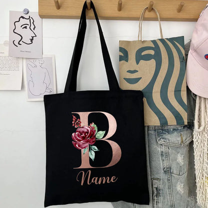 Custom Name Handbag Travel Storage Shoulder Bag Simple Tote Bags Birthday Customize Wedding Bridesmaid Gift Canvas Tote Bag.