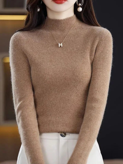 Solide Hälfte Rollkragen Stricken Pullover Frauen Herbst Winter Koreanische Langarm Pullover Mode Alle Spiel Dicke Warme Dünne Jumper Neue