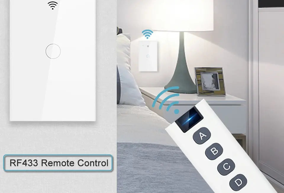 Tuya WiFi Smart Licht Schalter UNS Standard Arbeit Mit Alexa Google Home Wand Touch Schalter 110 V 220 V RF433Mhz Fernbedienung 1 2 3 4 Gang.