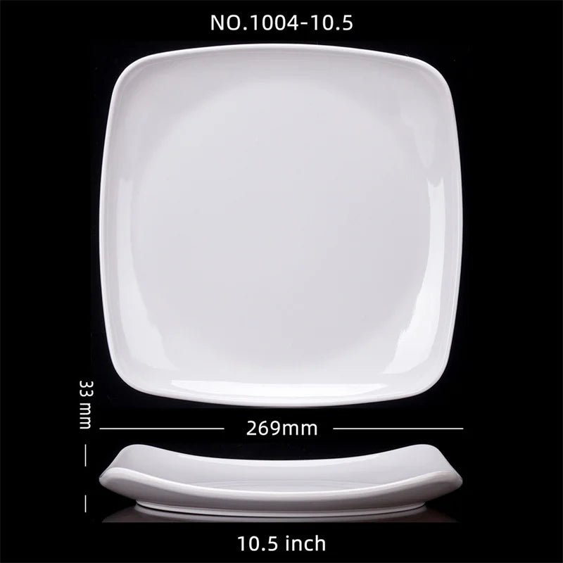 Melamine White Dinner Plate Fast Food Square Dishes School Rice Meal Serving Trays Cheap Hotel Table Decoration and Accessories.