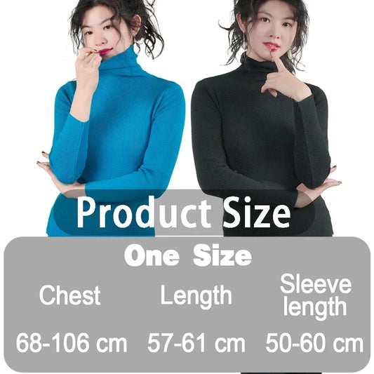 Frauen Pullover Winter Warm Hohe Kragen Strickwaren Langarm Schlank Jumper Frau Thermische Tops Kleidung Pullover Rollkragen Pullover
