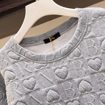 150Kg Plus Größe frauen Fehlschlag 157 Frühling Herbst Neue Liebe Drucken Lose Schlanke Sweatshirt Schwarz Grau Haut 6XL 7XL 8XL 9XL 10XL