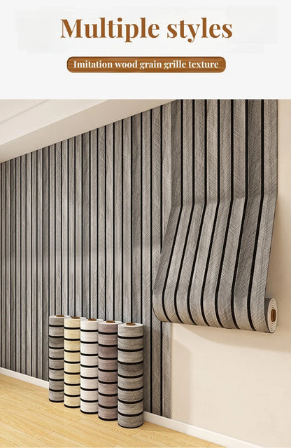 Faux Grille Wall Stickers Self Adhesive Wallpaper for Bedroom Walls Thick Foam Wood Grain Peel and Stick Wallpapers Home Decor