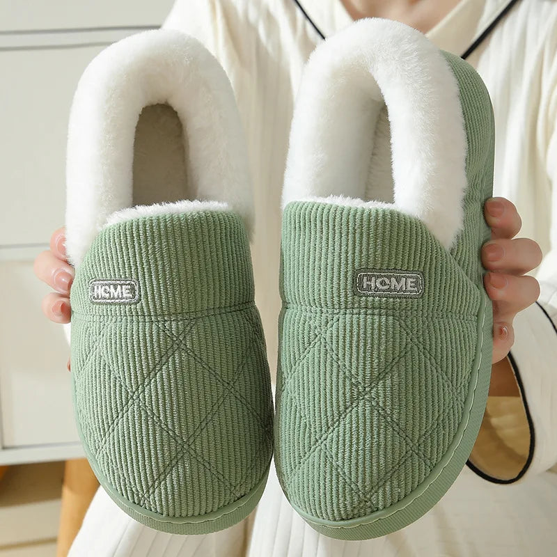 Shevalues Women Plush Slippers Winter Warm Fur Antiskid Cloud Slippers Outdoor Breathable Thick Flat Sole Slipper Home Slippers.