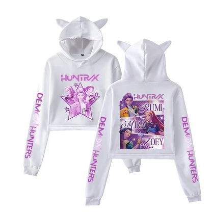 Kpop Demon Hunters Fanmerch Mira Rumi Zoey Huntrix 2025 New Hoodie Cat Ears Sweatshirt Long Sleeve Girls Women Fashion Cute tops.