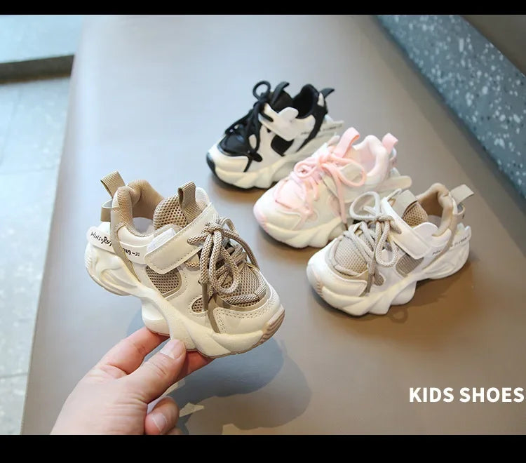 Girl Child Sport Shoe 2024 Spring Mesh Breathable Toddlers School Running Sneakers Fashion Non-slip Kids Boys Basketball Shoes.