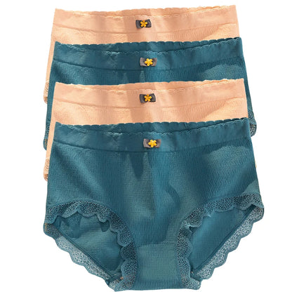 4Pcs Plus Size Underwear Women's Panties High Waist Sexy Panties Seamless Briefs Female Girls Lingerie Graphene Pantys Ladies