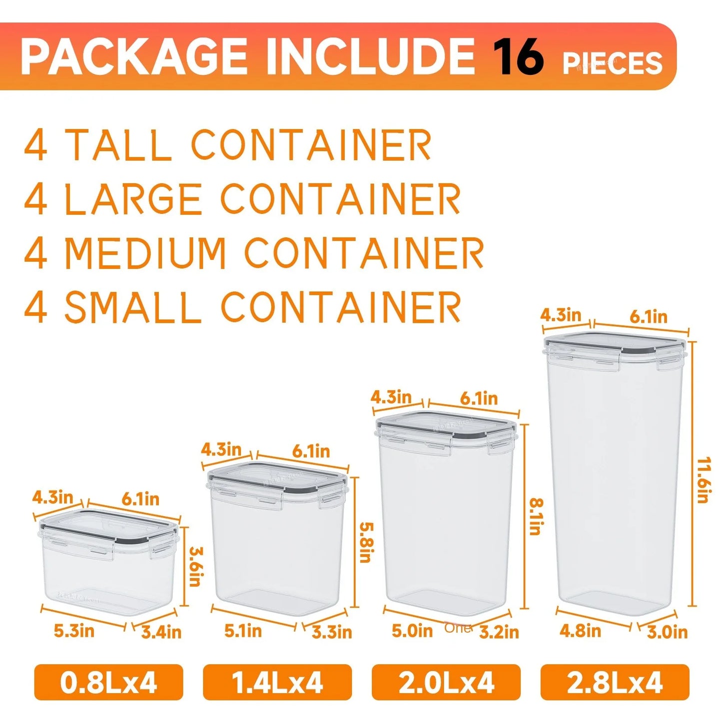 Airtight Food Storage Containers With Lids Thickened Transparent Square Jars For Kitchen Pantry Organization - Dry Food Cereal