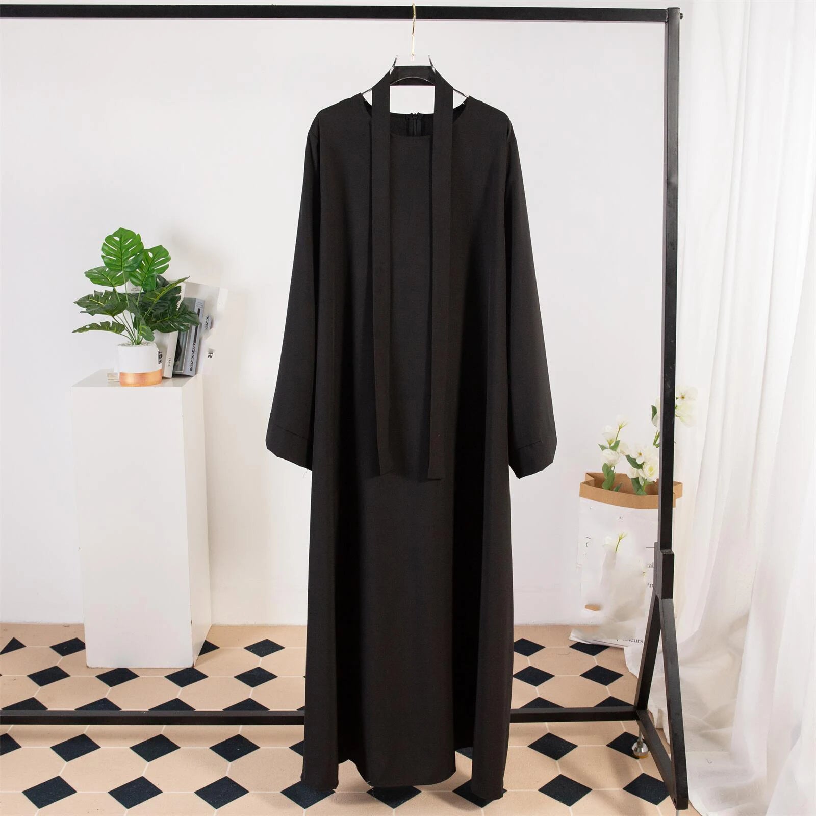 Muslim Abayas Long Maxi Prayer Dress Women Kaftans with Belt Full Sleeve Islamic Clothing Women Jilbabs Ramadan Dresses.