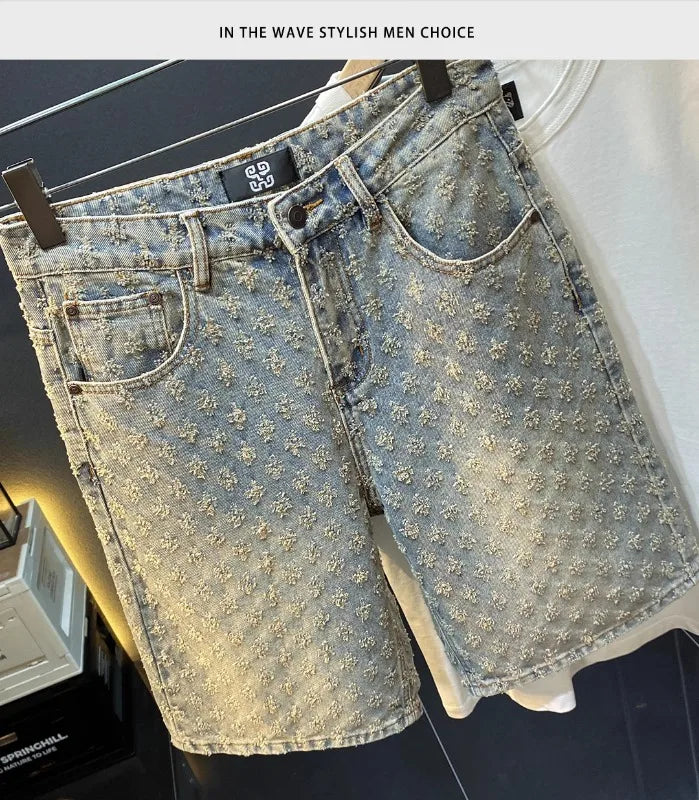 Sommer Schwarz Gewaschene Denim Shorts männer Jeans Shorts Designer High Street Fashion Lose Firt Gerade Bein Männliche Fünfte Hosen.