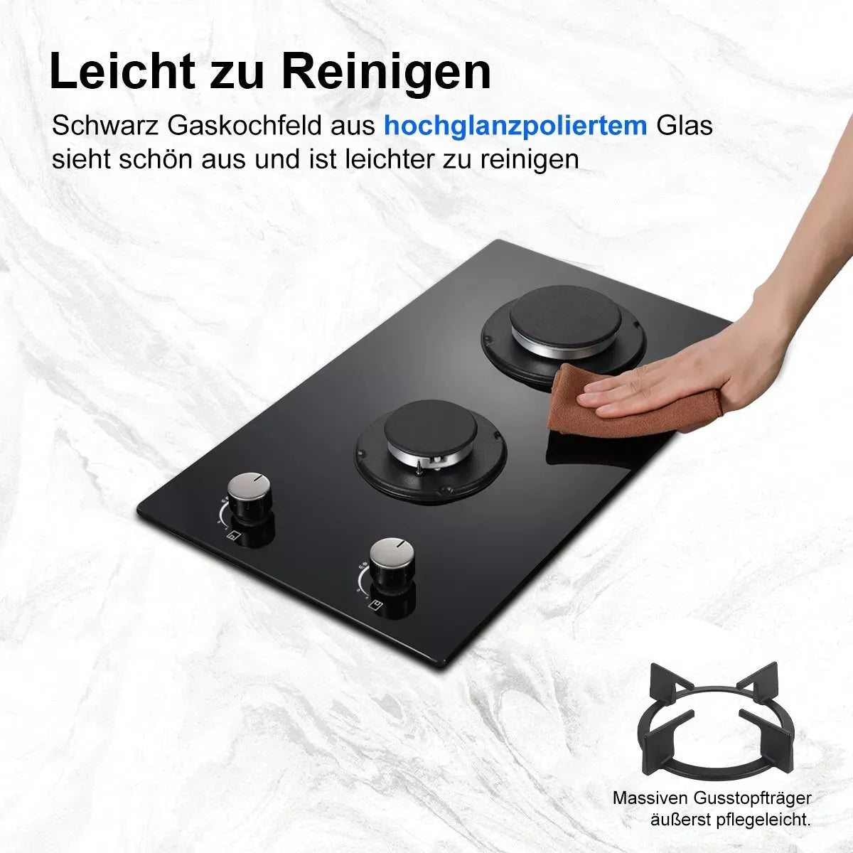 Topstrong 2 Burner Ceramic Glass Built-in Hob Natural Gas Propane Gas Hob YYEUGCT-B02.