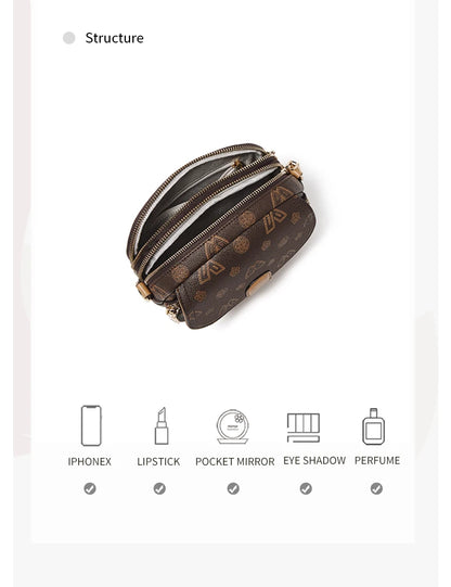 FOXER Women Small Shoulder Bag Fashion Monogram PVC Lady Crossbody Handbag with Adjustable Strap