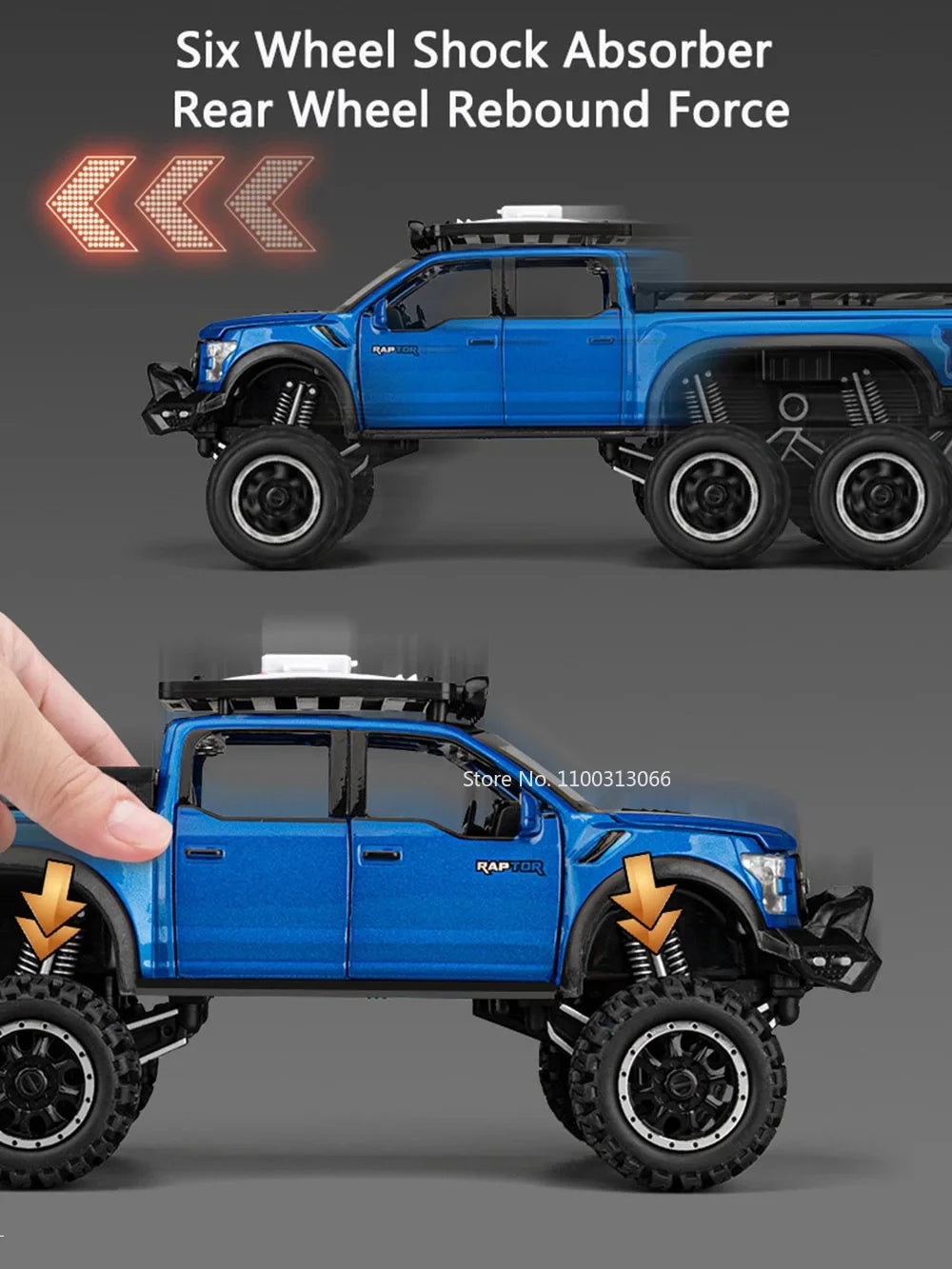 1/24 Scale Raptor F150 Alloy Cars Models Toys 6 Doors Opened Camping RV Diecast Model Light Sound Vehicle for Boys Birthday Gift.