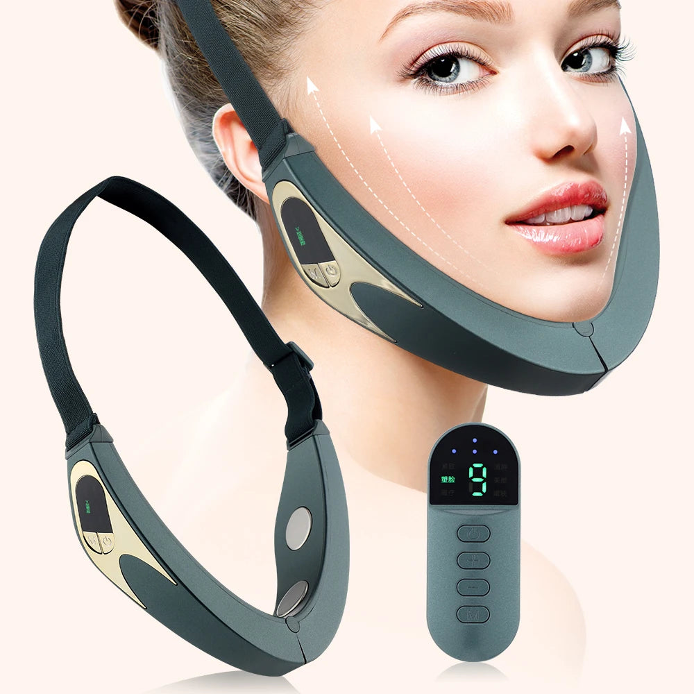 Electric V-face Lifting Massager 6 Mode 9 Levels EMS Micro-current Firming Facial Massager Beauty and Face Thinning Instrument.