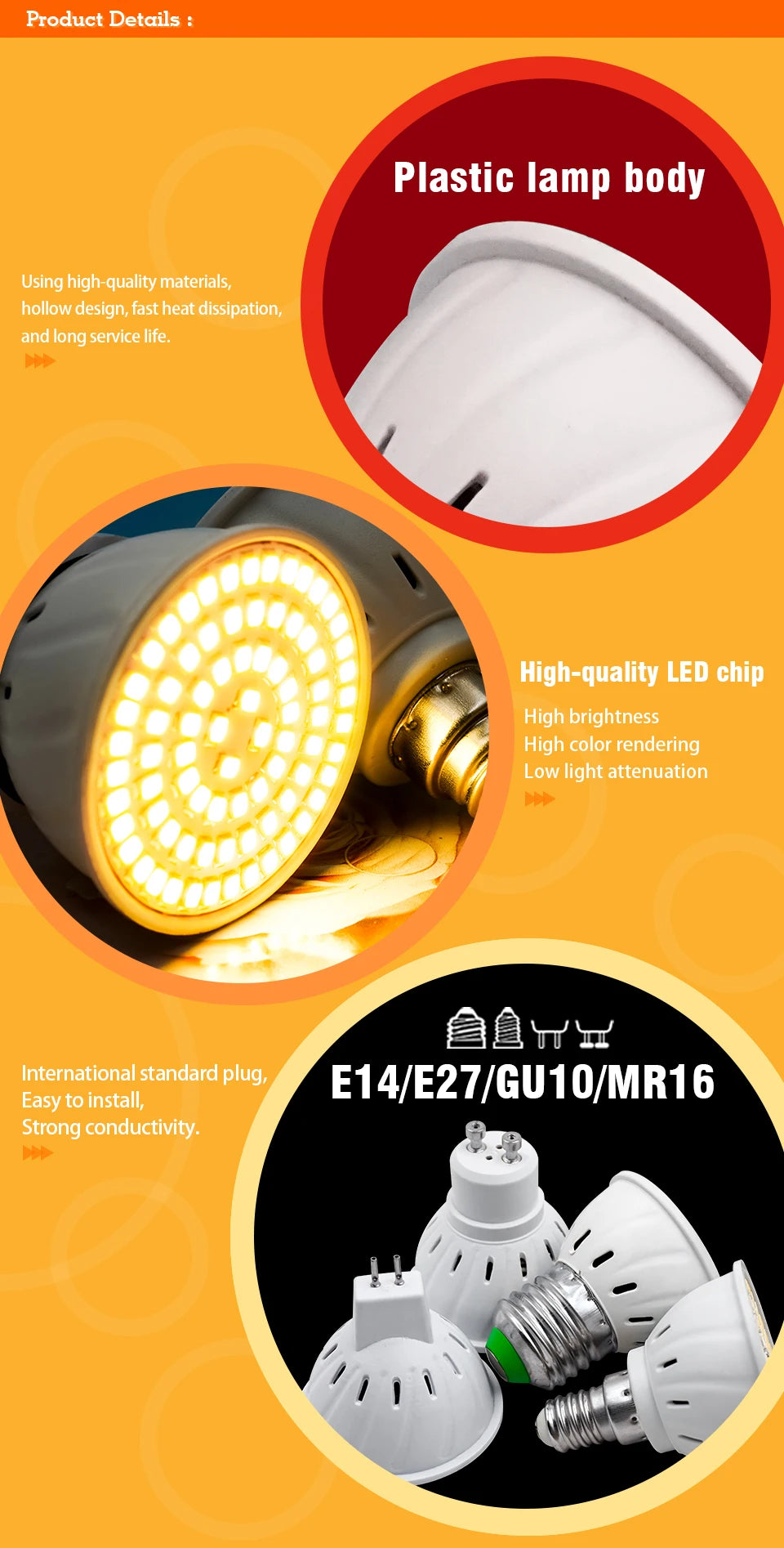 1-10Pcs Led-lampe GU10 MR16 E27 E14 GU5.3 Scheinwerfer Lampada 110V 220V Bombillas Spot Licht ersetzen Halogen Lampe Hause Derection.