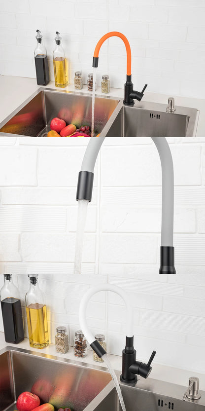 ULA Gold Kitchen Faucet Stainless Steel Flexible Spout Kitchen Sink Faucet Hot Cold Water Sink Mixer Tap 360 Degree Rotate Crane