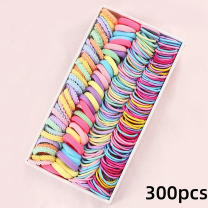 1Pack Girls Colorful Hair Bands Set Nylon Elastic Rubber Band Children Ponytail Holder Scrunchies Kids Hair Accessories.