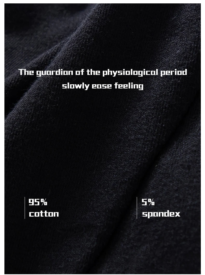 Women's Physiological Briefs 4-Layer Absorbent Leakproof Menstrual Pantie Euro Size Girl Period Panty Mid Waist Cotton Underwear.