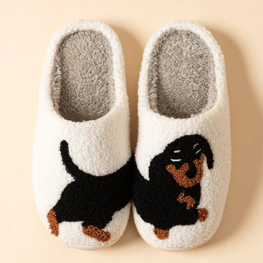 Cartoon niedlich und interessant Dackel Hund Frauen Hausschuhe Indoor warmen Komfort leichtes Schlafzimmer prägnante Winter Baumwolle Schuhe