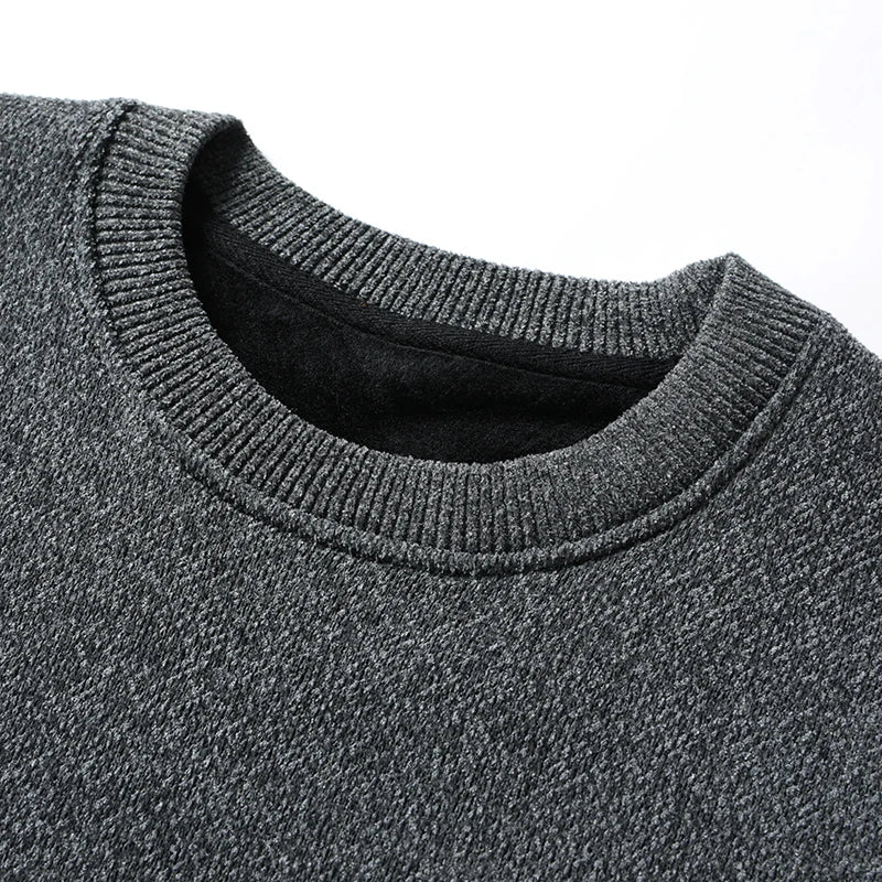 Autumn Winter Fashion Sweater Men's Round Neck Pullovers Fleece Thick Warm Jumpers Pattern Patchworked Men's Clothes.