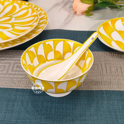 European style tableware, bone china, geometric creativity, home style steak plate dining plate, sunshine cup and plate set gift.