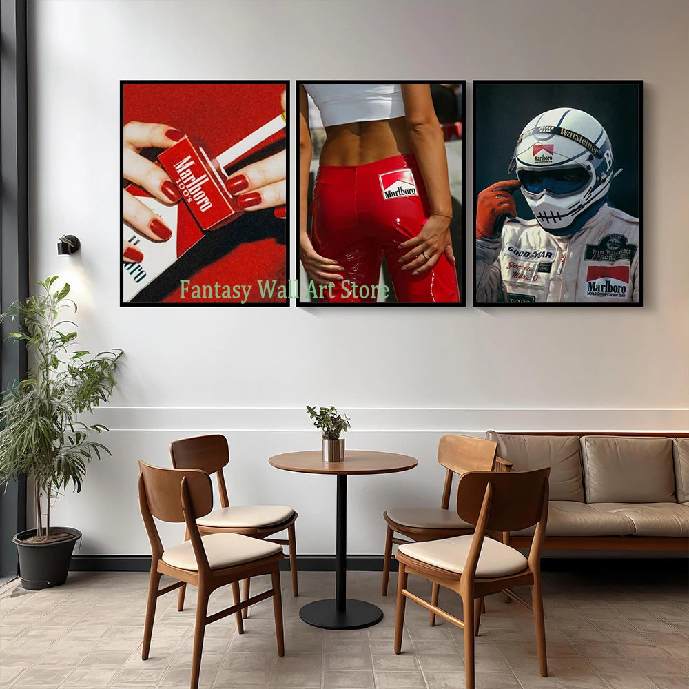 Red Prints Fashion Poster Canvas Painting Red Fashion Wall Art Decor Trendy Aesthetic Poster Hypebeast Racecar Wall Decoration.
