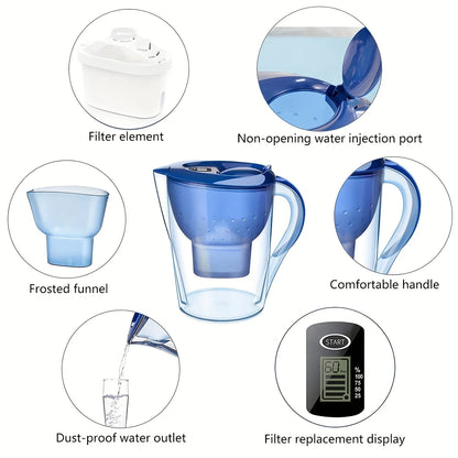 Household Filter Kettle with 3 Filter Device Alkaline Activated Carbon Water Purifier and Timer Clean Non-toxic Filter Wate 3.5L.