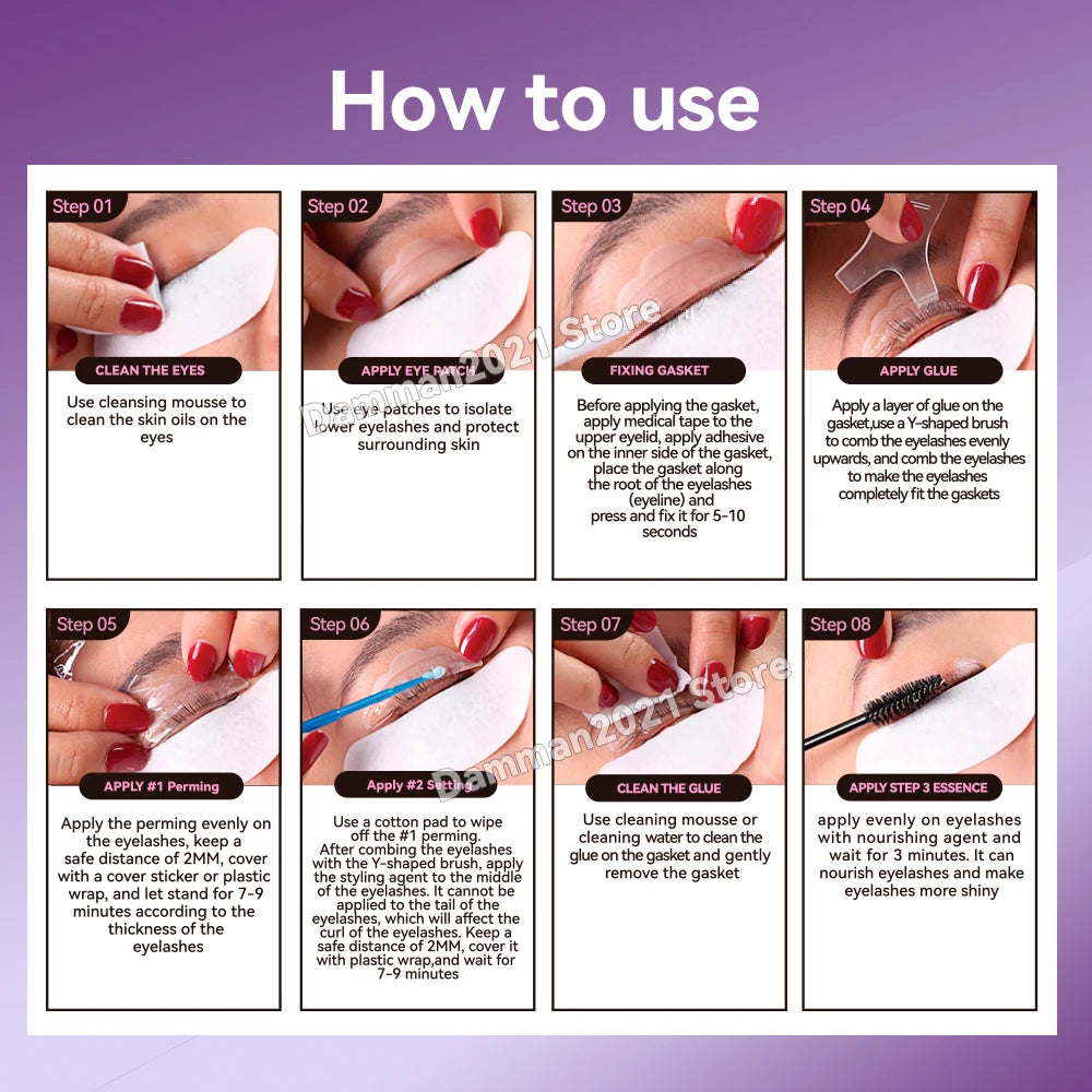 Damman Professional Lash Lifting Kit Eyelash Curling Lifting Set Long Lasting Lash Lift Perm Kit Makeup Tools For Salon Use.