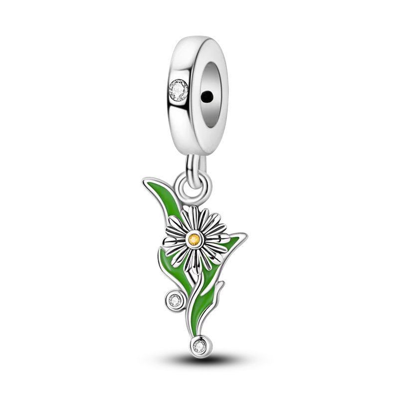 Flowers Series 925 Sterling Silver Sunflowers Tulip Carnation Charms Fit Original Bracelet  For Women Jewelry Making