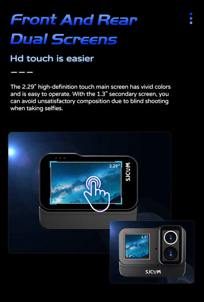 SJCAM SJ20 4K Anti-Shake Action Camera Dual Lens Waterproof 5G WiFi Touch Screen Motion Detection Multifunctional Sports Cam.