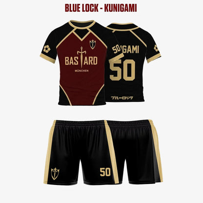 Men Jersey Set Futsal Football Pattern Blue Lock Anime Bastard Munchen 3d Print T-shirt Short 2pcs Sets Suit Sports Tops Tee Boy.
