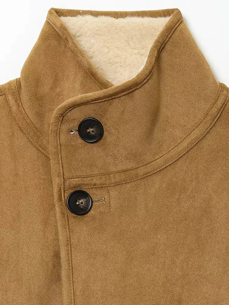 Frauen 2025, doppelseitig zu tragen, Lammsamtmantel, Damenmode, Stehkragen, einreihige Tasche, kurze Jacke, Damenoberbekleidung