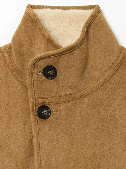 Frauen 2025, doppelseitig zu tragen, Lammsamtmantel, Damenmode, Stehkragen, einreihige Tasche, kurze Jacke, Damenoberbekleidung