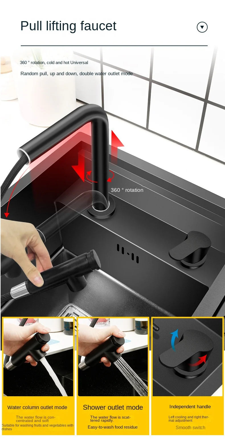 55 cm x 45 cm Küchenspüle Nano 304 Edelstahl Gemüsewaschbecken Einzelwaschbecken Waschbecken Waschbecken Verstellbarer Klapphahn