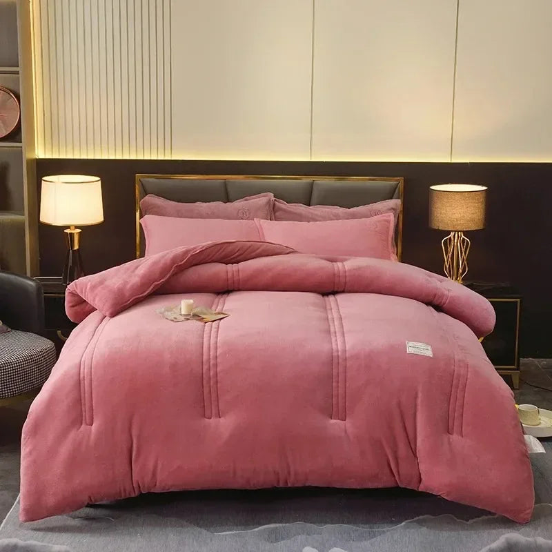 Winter Quilt Blanket Double Sided Velvet Lamb Cashmere Double Bed Quilts King Queen Full Size Bed Duvet Thicken Comforter Core