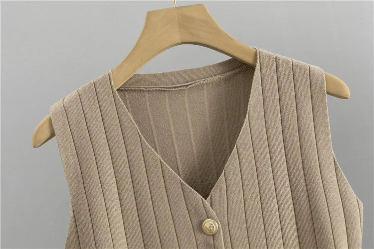 Three Piece Sets Women Pant Set Cardigan Vests Sweater Work Elegant Spring V Neck Open Stitch Knitted Long Pants Matching Sets.