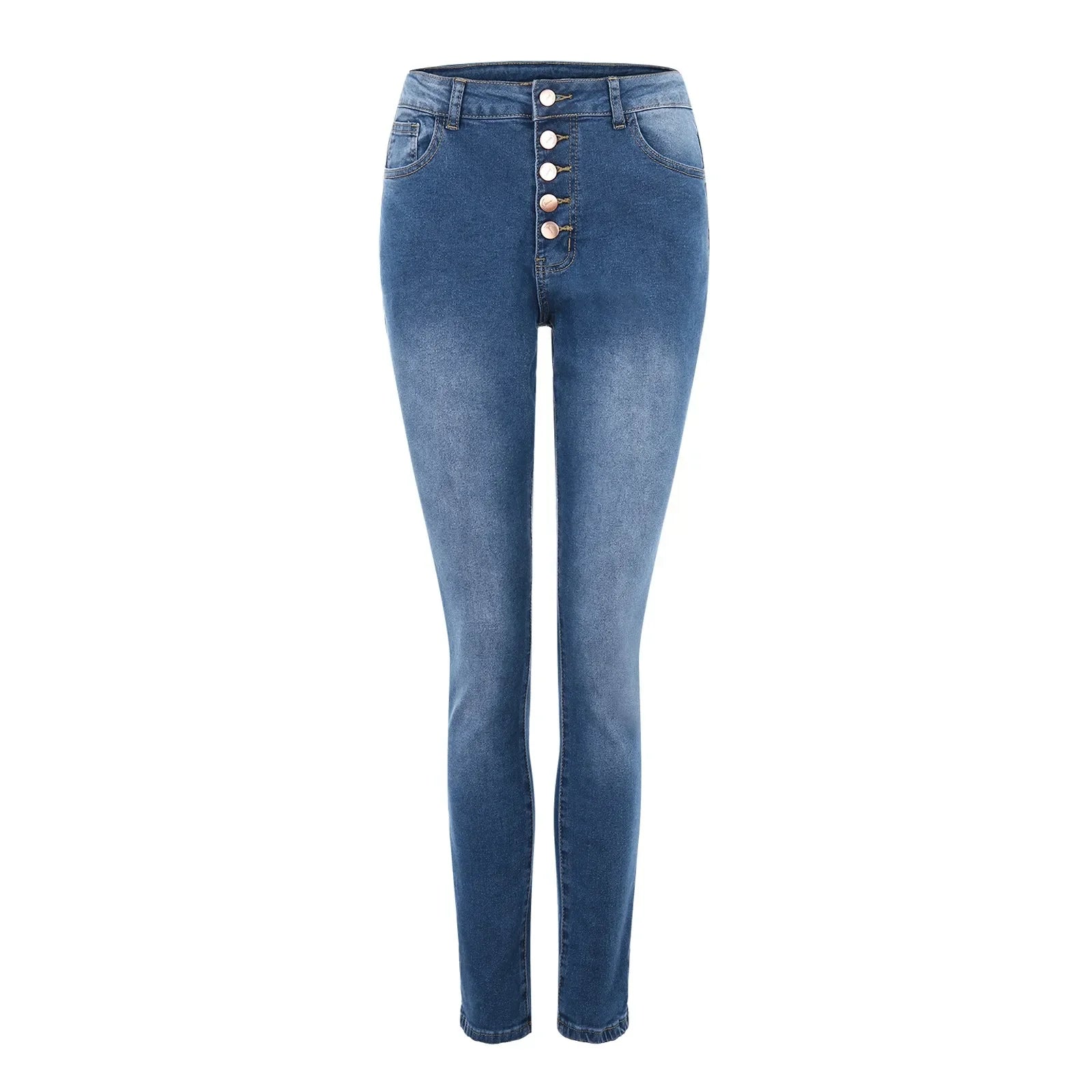 Skinny Colombian Jeans For Women 2024 High Waist Stretch Jeans 5 Button Push Up Butt Lifting Pockets Fashion Stretch Blue Jeans.