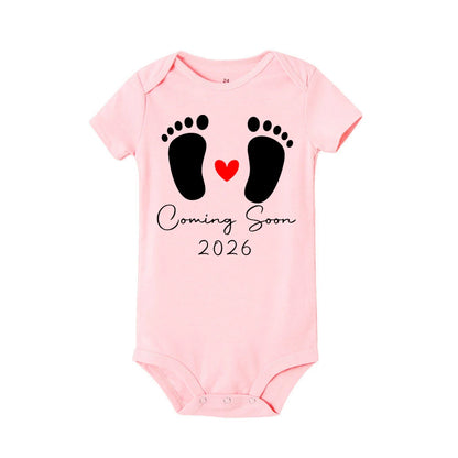 Baby 2026 Schwangerschaftsankündigung Neugeborenes Baby Bodys Sommer Jungen Mädchen Strampler Overall Kleidung Outfit.