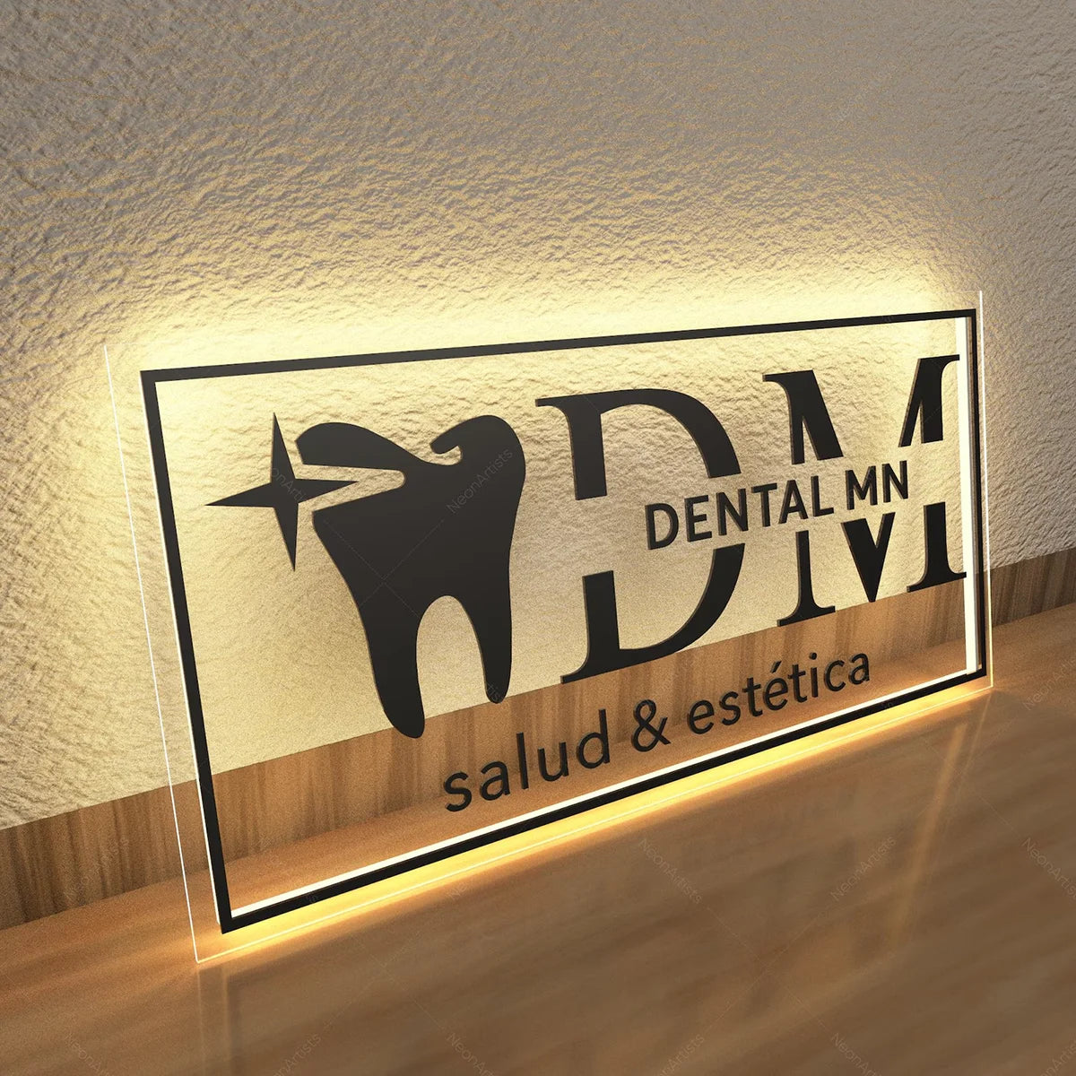 Custom Business Logo LED Sign Backlit Acrylic 3D Rectangle Wall Decor for Beauty Salon Office Company Logo Lighting Signage.
