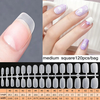 120pcs/bag Matte Press On Nail Tips Soft Full Cover False Nails Oval Almond Sculpted Fake Nail.