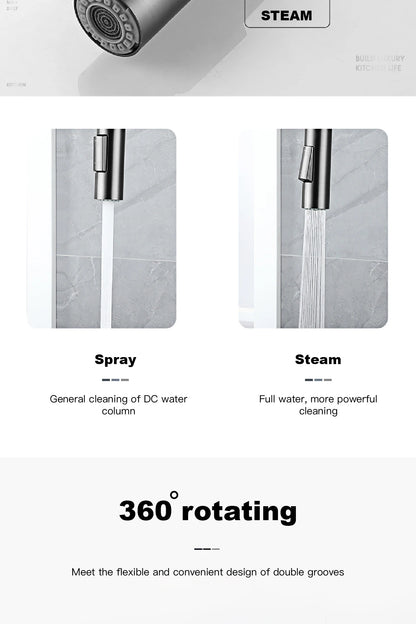 High-end gun gray brass kitchen faucet induction design single handle cold and hot dual control 2 function simple sink faucet