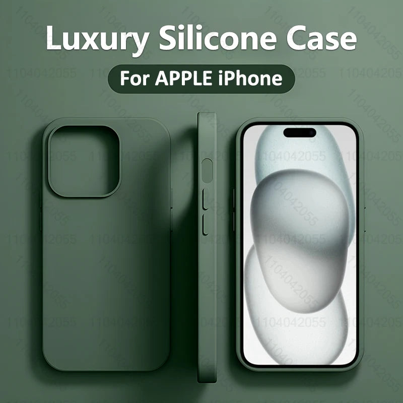 Luxury Liquid Silicone Phone Case for APPLE iPhone 11 13 12 14 15 16 Pro Max Cases for iPhone 15 Plus Shockproof Protector Cover.
