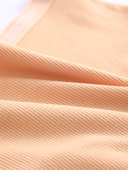 4Pcs/Set Women's Ribbed Striped Cotton Briefs Plus Size Panties Lady High Waist Breathable Underwear Solid Lingerie Shorts S-XXL