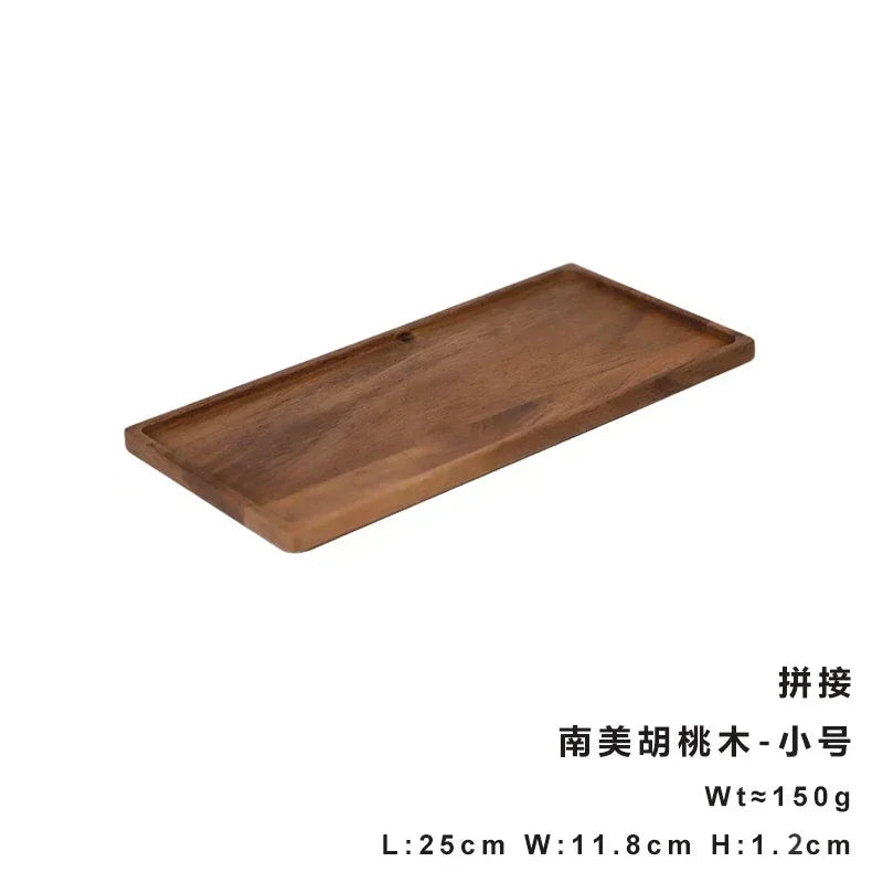 Rectangle Wooden Tea Tray Serving Table Plate Snacks Food Storage Dish for Hotel Home.
