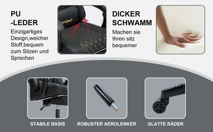 Symino Gaming-Stuhl im Rennstil, Bürostuhl mit Fußstütze und verstellbaren Armlehnen, 200 kg Tragfähigkeit