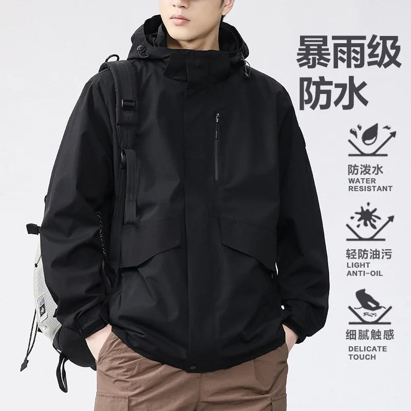Sports Jacket for Boys 2025 New Loose Casual Hooded for Spring Autumn Solid Color Windproof Waterproof.